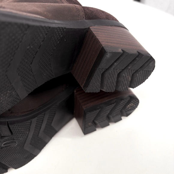 SOREL | Cate Tall Leather Block Heel Boots in Blackened Brown | 8.5 - Picture 12 of 14